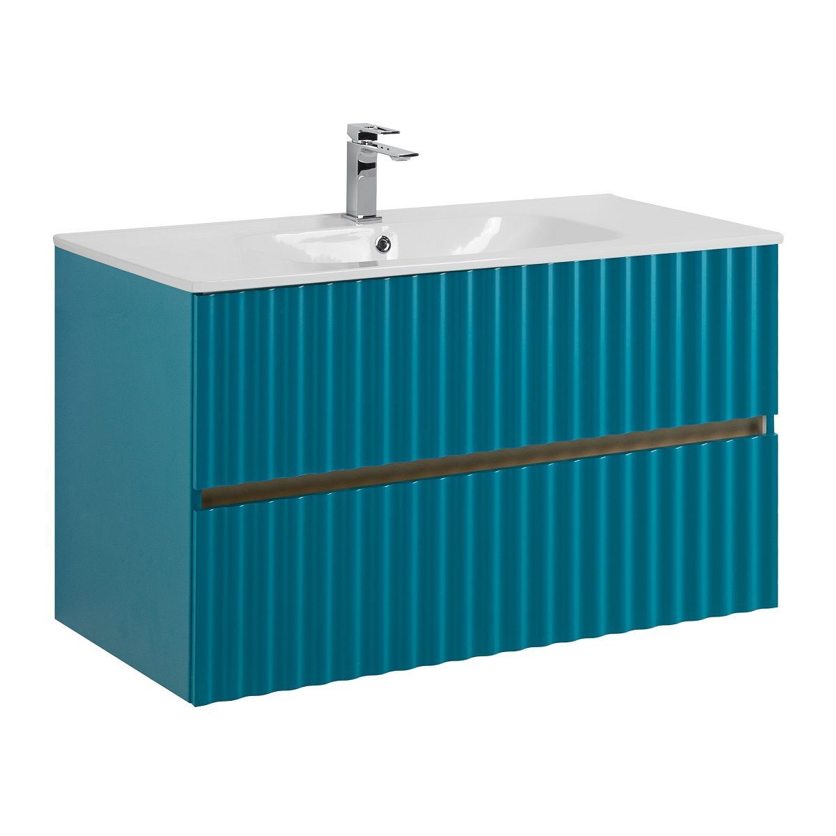 Тумба под раковину Art&Max Elegant AM-ELEGANT-1000-2C-SO-TM-LED 100 см (бирюзовый матовый) подвесная