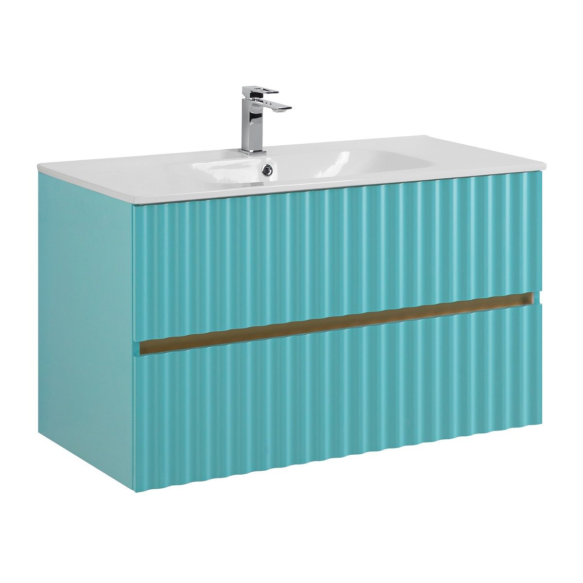 Тумба под раковину Art&Max Elegant AM-ELEGANT-1000-2C-SO-MM-LED 100 см (бирюзовый матовый) подвесная