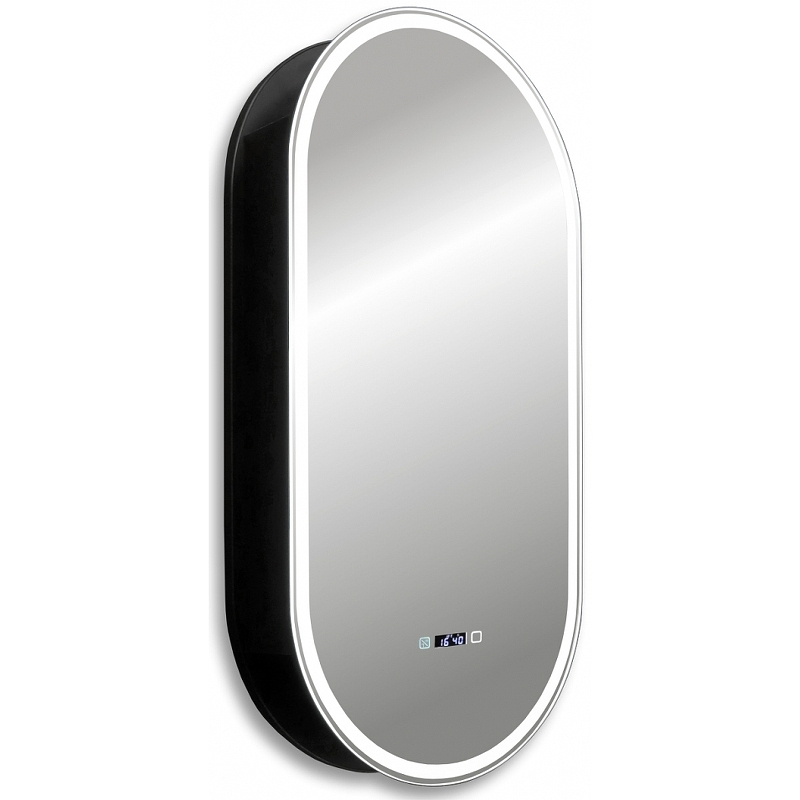 Зеркальный шкаф Abber Kontur AG6339SWHB 1000*500 мм (LED, часы) чёрный