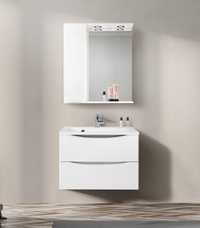 Зеркальный шкаф BelBagno MARINO-SPC-700/750-1A-BL-P-L 700*750 мм (LED) белый L