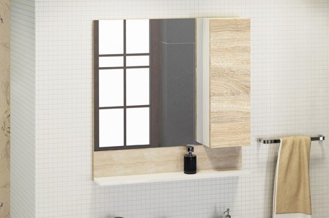 Зеркальный шкаф Comforty Рига 00004139024 80 см (дуб сонома)