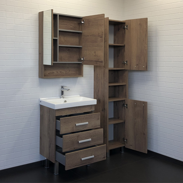 Зеркальный шкаф Comforty Никосия 00-00008850 60 см (дуб тёмный)