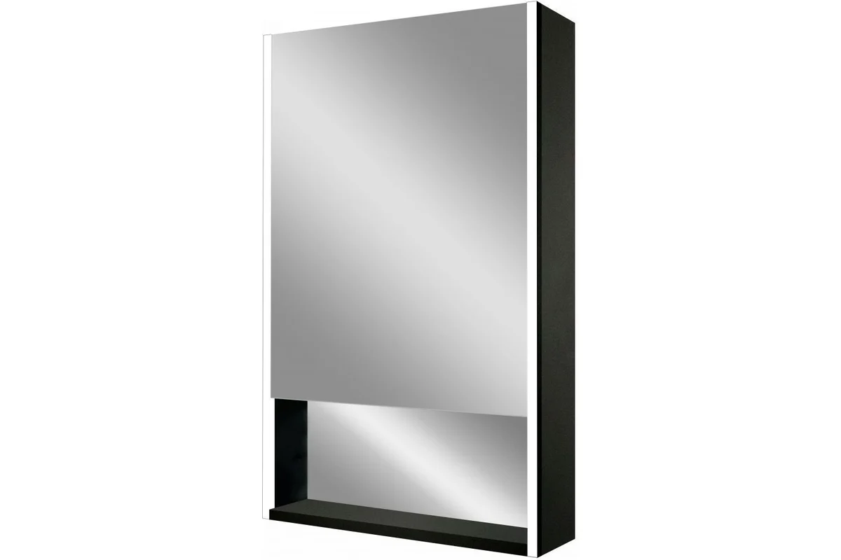 Зеркальный шкаф Art&Max Foggia L AM-Fog-500-800-1D-L-DS-F-Nero 500*800 мм (LED) чёрный матовый