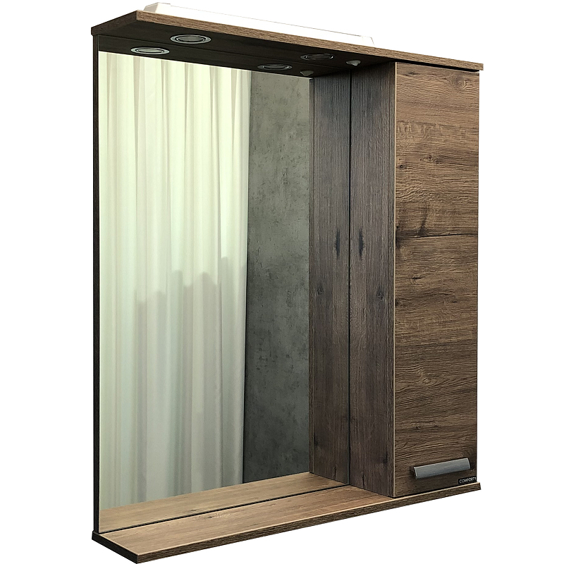Зеркальный шкаф Comforty Марио 00-00004159 75 см (дуб тёмный)