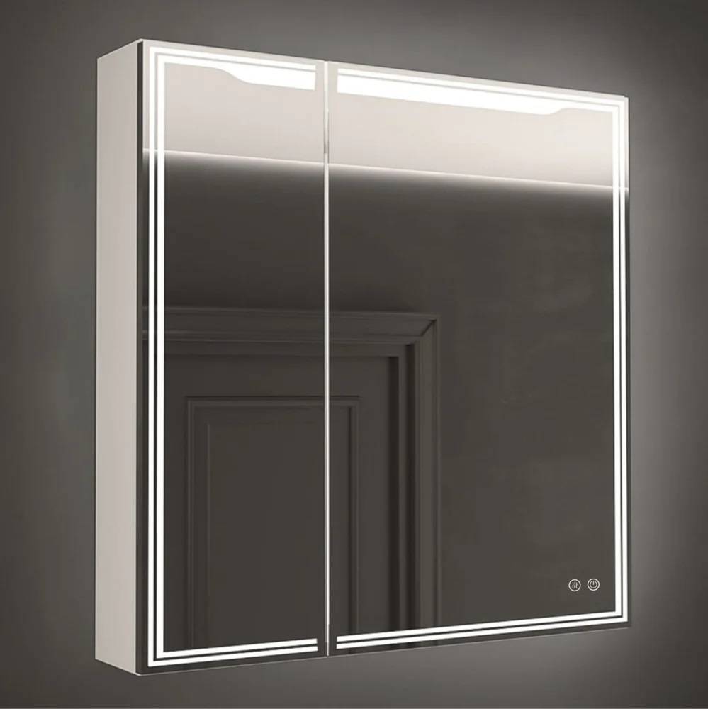 Зеркальный шкаф Art&Max Merano R AM-Mer-800-800-2D-R-DS-F 800*800 мм (LED, подогрев) белый R