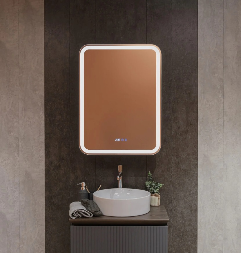 Зеркальный шкаф AQUAme Фиджи-Антрацит 60 - 3.2 AQM9204 600*800 мм (LED,подогрев,часы) антрацит L