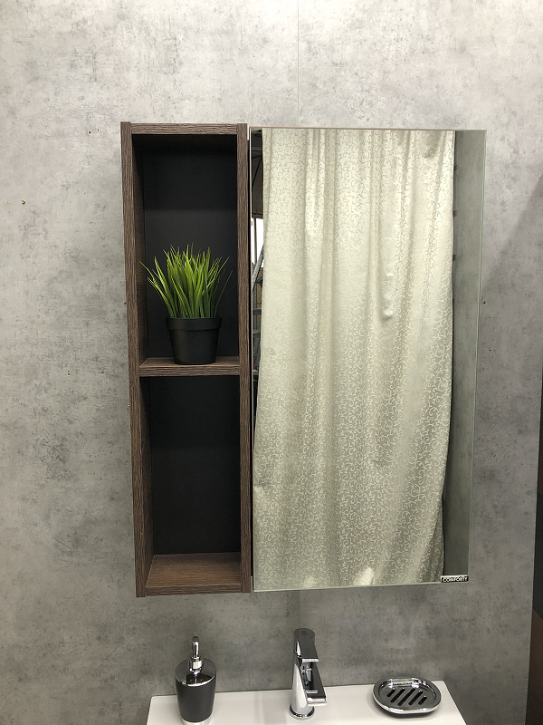 Зеркальный шкаф Comforty Франкфурт 00004150528 60 см (дуб шоколадно-коричневый)