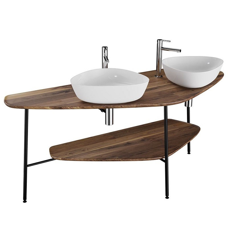 Столешница VitrA Plural под две раковины из массива дуба 160 см, цвет темный дуб, 64043