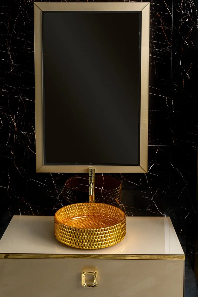 Столешница под раковину ArmadiArt Lucido 853-080-Light Gold 80 см (светлое золото)