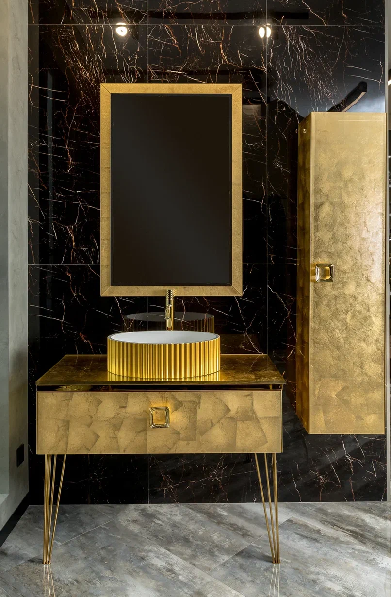 Столешница под раковину ArmadiArt Lucido 853-080-Foil 80 см (поталь)