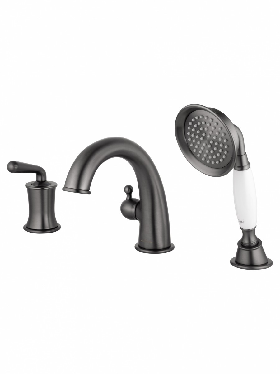 Смеситель на борт ванны Wonzon & Woghand STEAM WW-88659008-BGM (тёмный графит)