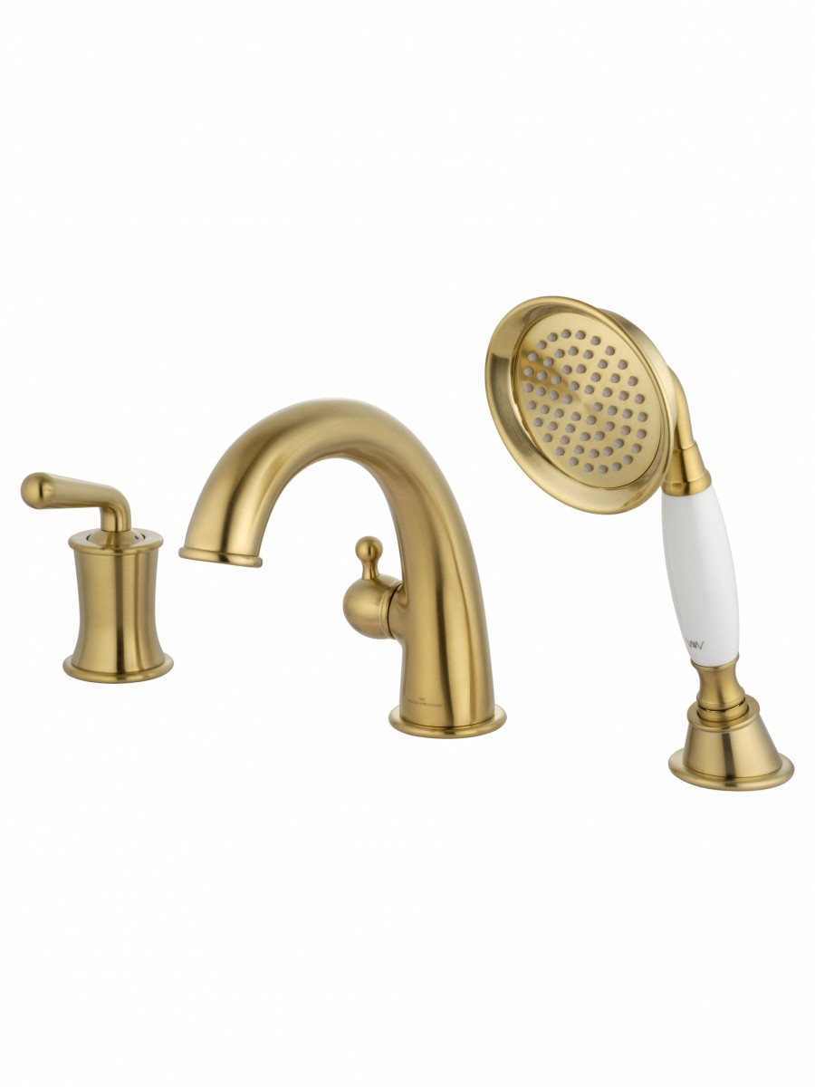 Смеситель на борт ванны Wonzon & Woghand STEAM WW-88659008-BG (брашированное золото)