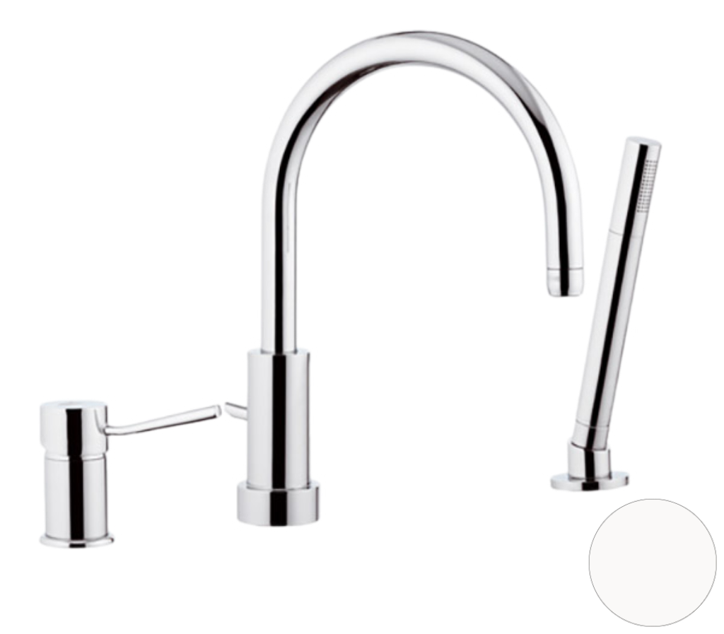Смеситель на борт ванны Remer Minimal N072BO (белый матовый)