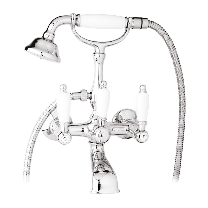 Смеситель для ванны с душем Cezares FIRST-VD-01-Bi (хром/белый)