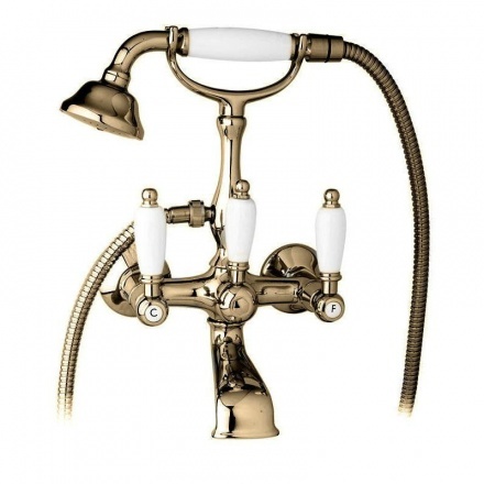 Смеситель для ванны с душем Cezares FIRST-VD-02-Bi (бронза/белый)