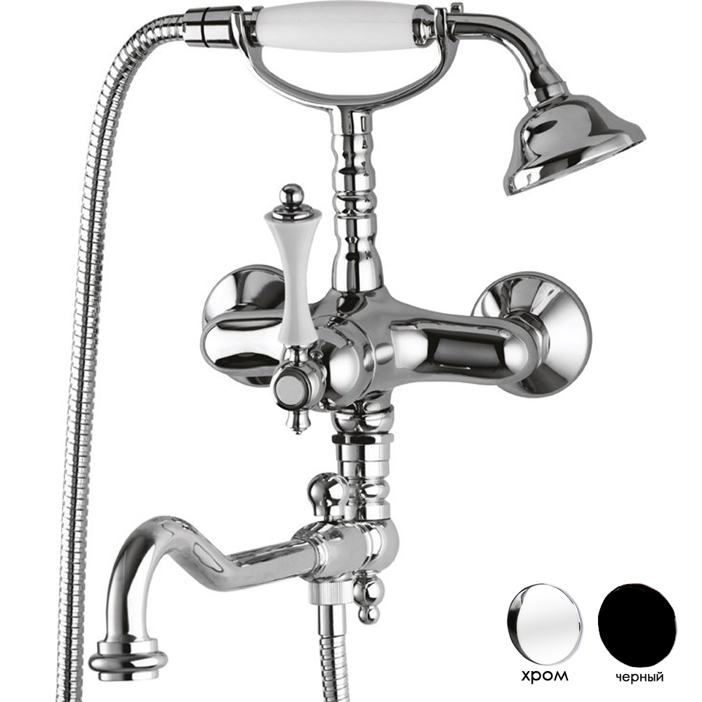 Смеситель для ванны с душем Cezares MARGOT-VDFM2-01-N (хром/чёрный)