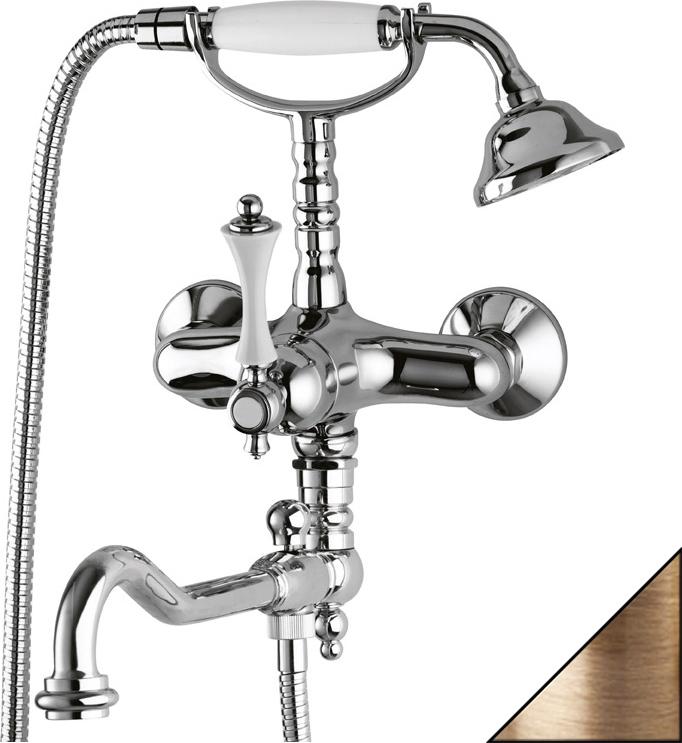 Смеситель для ванны с душем Cezares MARGOT-VDFM2-02-Bi (бронза/белый)