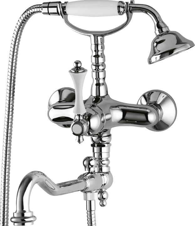 Смеситель для ванны с душем Cezares MARGOT-VDFM2-01-Bi (хром/белый)