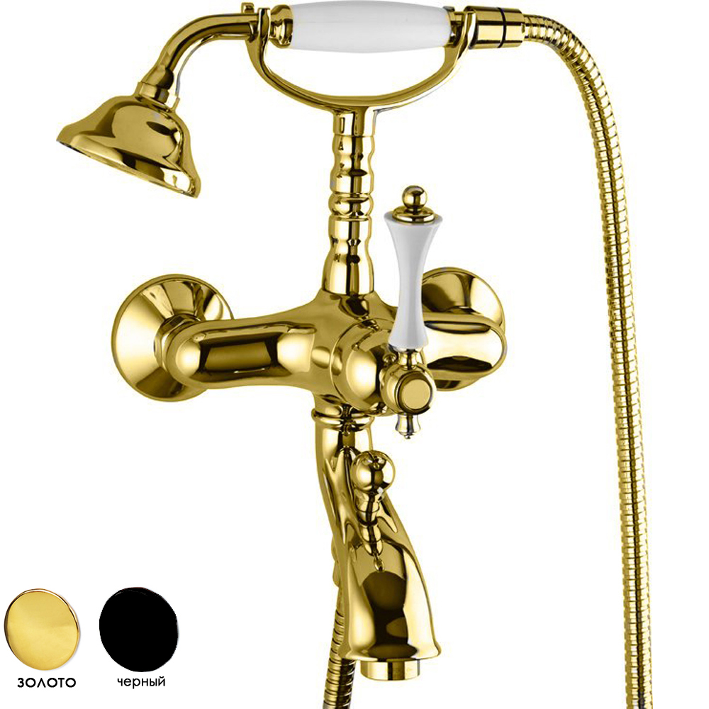 Смеситель для ванны с душем Cezares MARGOT-VDM-03/24-N (золото 24 карат/чёрный)