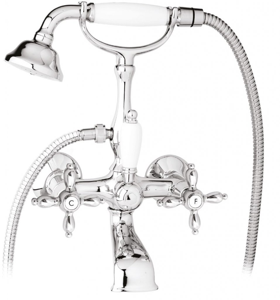Смеситель для ванны с душем Cezares NOSTALGIA-VD-01-Bi (хром/белый)