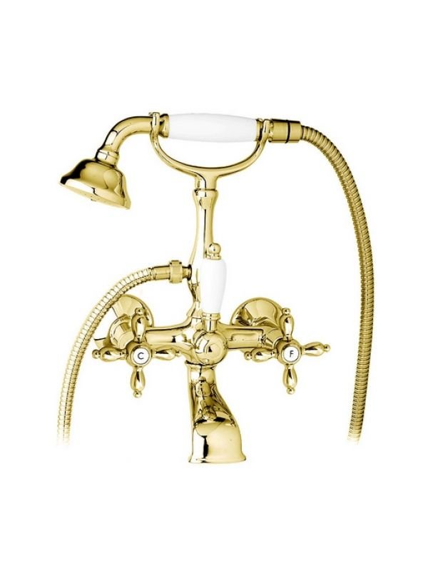 Смеситель для ванны с душем Cezares NOSTALGIA-VD-03/24-Bi (золото 24 карат/белый)