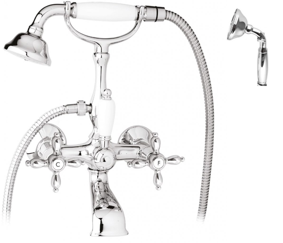 Смеситель для ванны с душем Cezares NOSTALGIA-VD-01-M (хром/белый)