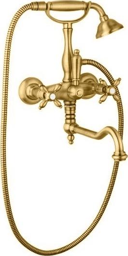 Смеситель для ванны с душем Cezares NOSTALGIA-VDF-03/24-M (золото 24 карат/белый)