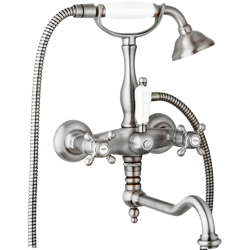 Смеситель для ванны с душем Cezares GOLF-VDF-01-Bi (хром/белый)