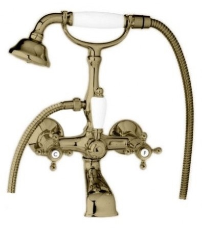 Смеситель для ванны с душем Cezares LORD-VD-02-Bi (бронза/белый)
