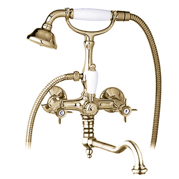Смеситель для ванны с душем Cezares LORD-VDF-02-Bi (бронза/белый)