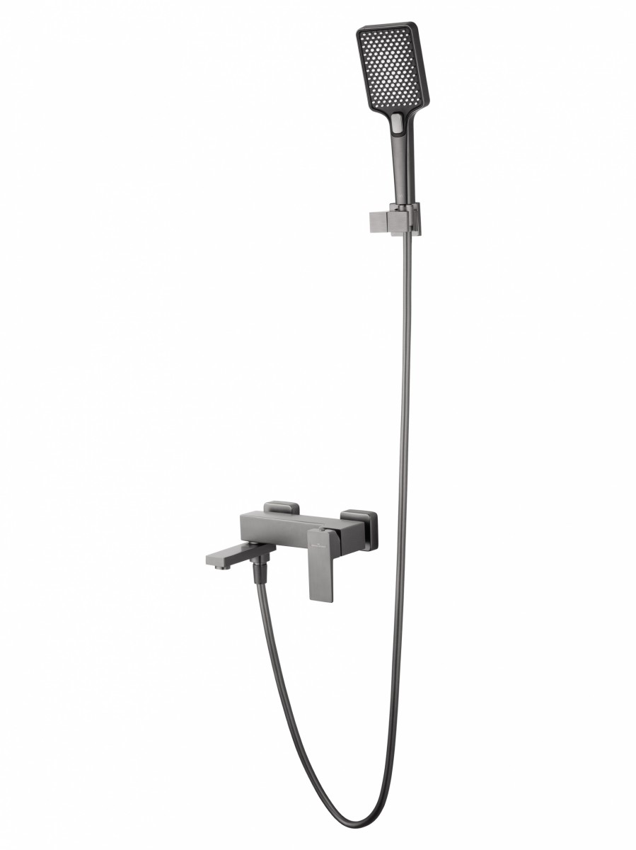 Смеситель для ванны с душем Wonzon & Woghand CUBE 2.0 WW-88037068-BGM (тёмный графит)