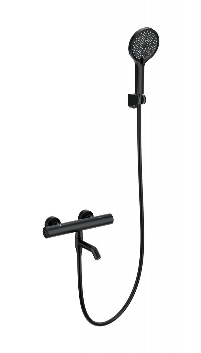 Смеситель для ванны с душем Wonzon & Woghand Inn 1 WW-B3013-A1-MB (чёрный матовый) с термостатом