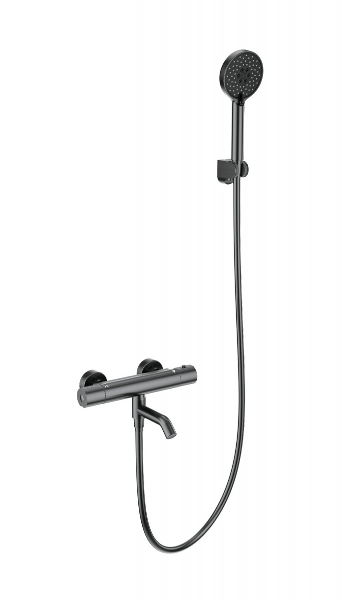 Смеситель для ванны с душем Wonzon & Woghand WW-B3029-A1-BGG (тёмный графит) с термостатом