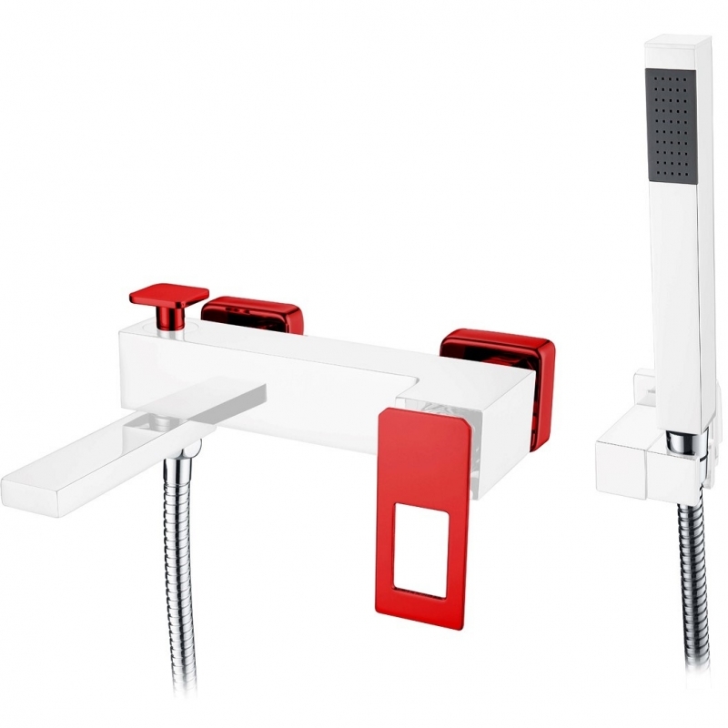 Смеситель для ванны и душа Boheme Q (хром-красный) 143-CRR