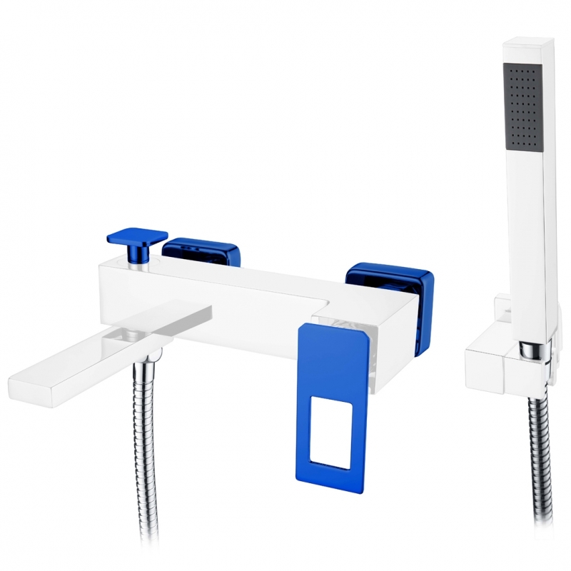 Смеситель для ванны и душа Boheme Q (хром-синий) 143-CRUV