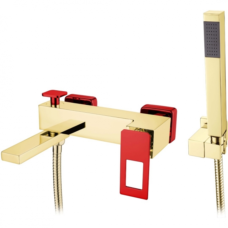 Смеситель для ванны и душа Boheme Q (золото-красный) 143-GR
