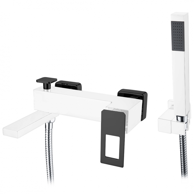 Смеситель для ванны и душа Boheme Q (белый-черный) 143-WB