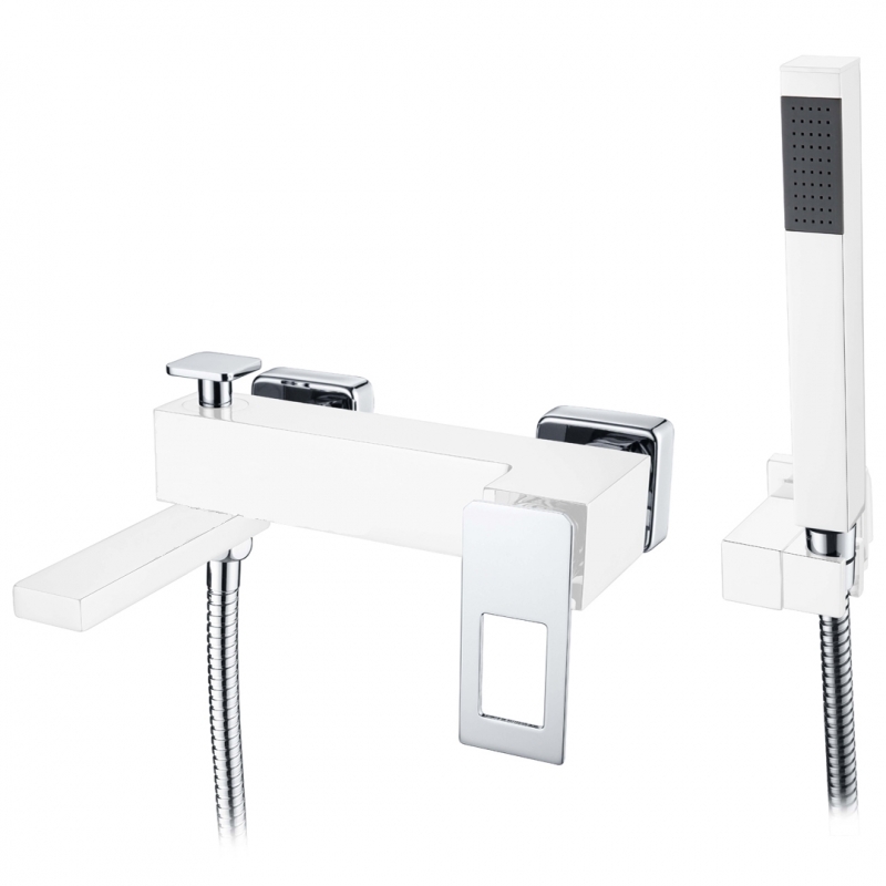Смеситель для ванны и душа Boheme Q (белый-хром) 143-WCR