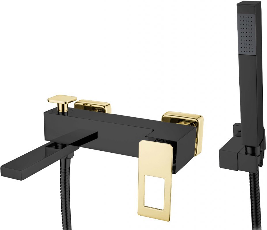 Смеситель для ванны с душем Boheme Q (черный-золото)143-BG