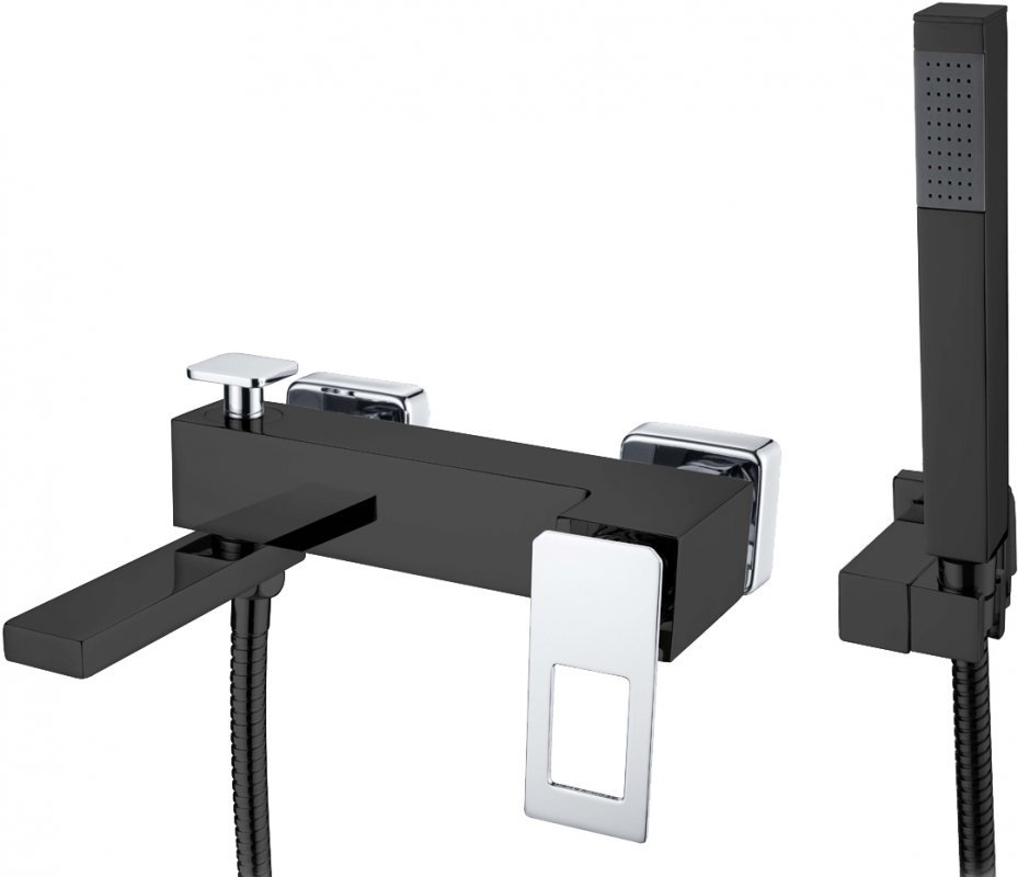 Смеситель для ванны с душем Boheme Q (черный-хром) 143-BCR