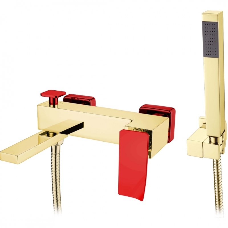 Смеситель для ванны и душа Boheme Q (золото-красный) 143-GR.2