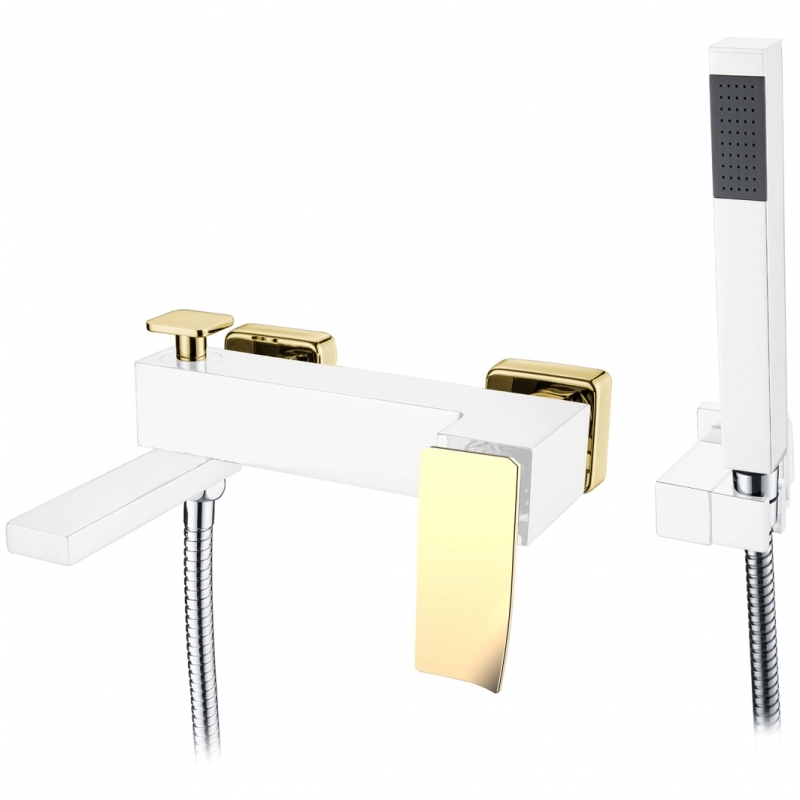 Смеситель для ванны и душа Boheme Q (белый-золотот) 143-WG.2
