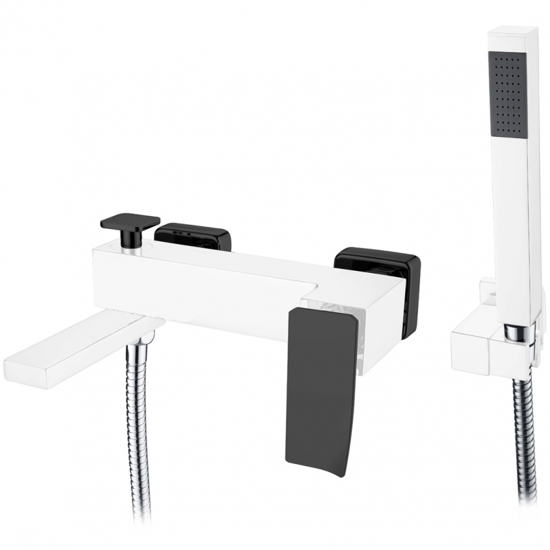 Смеситель для ванныи душа Boheme Q (белый-черный) 143-WB.2