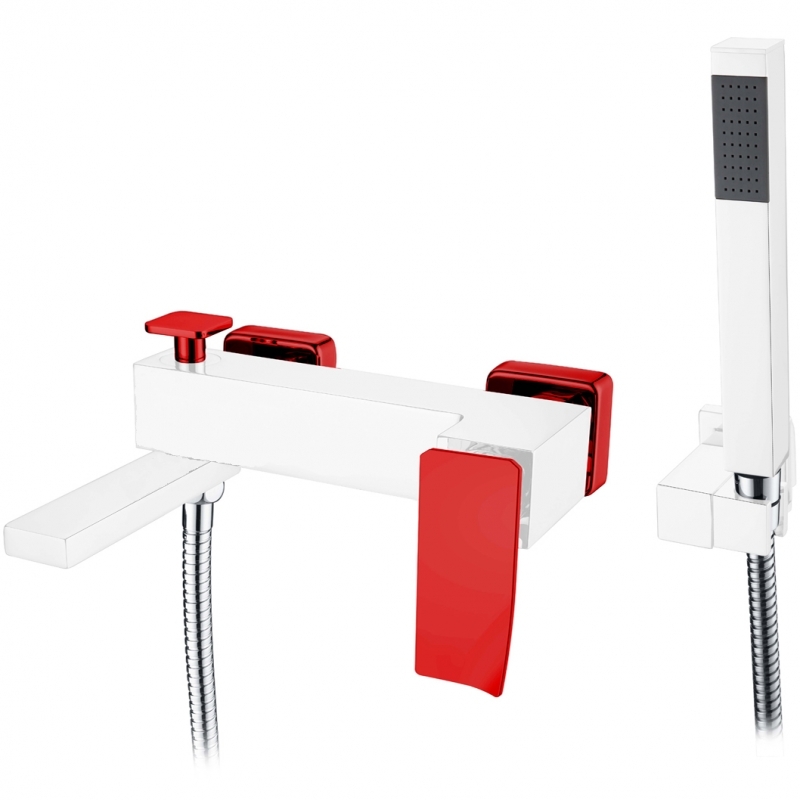 Смеситель для ванны и душа Boheme Q (белый-красный) 143-WR.2