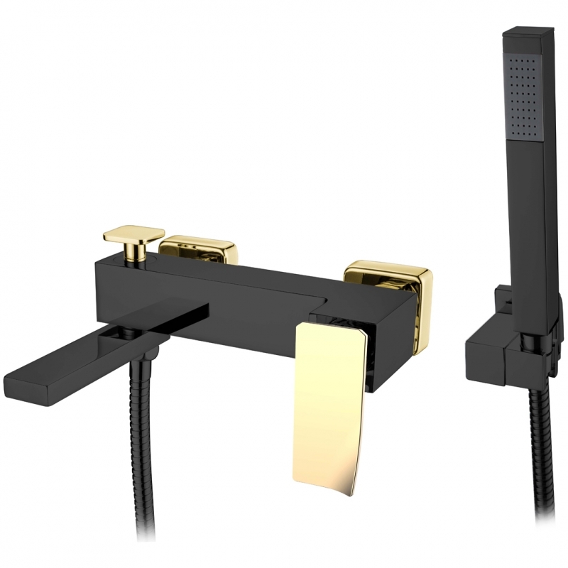 Смеситель для ванны и душа Boheme Q (черный-золото) 143-BG.2