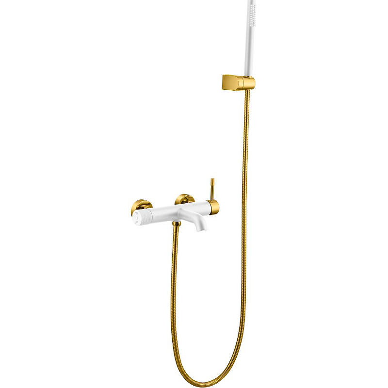 Смеситель для ванны Boheme Uno 463-WG (белый/золото)