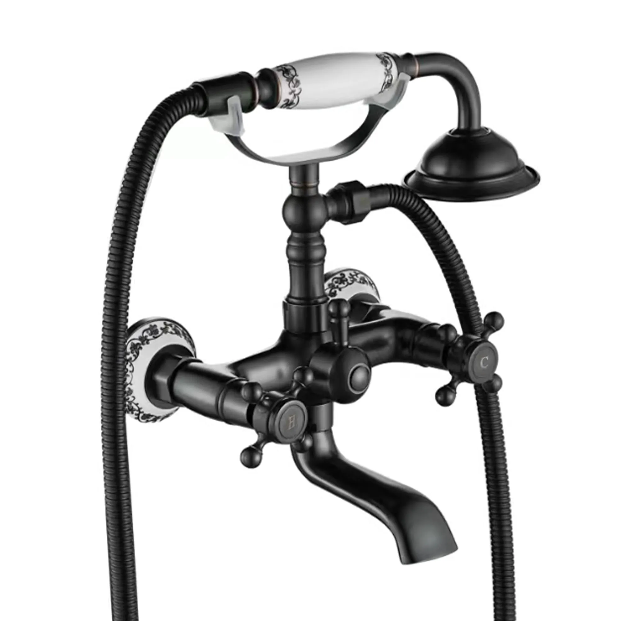 Смеситель для ванны и душа Rea Rustico Old Black matt REA-B0701 (чёрный матовый)