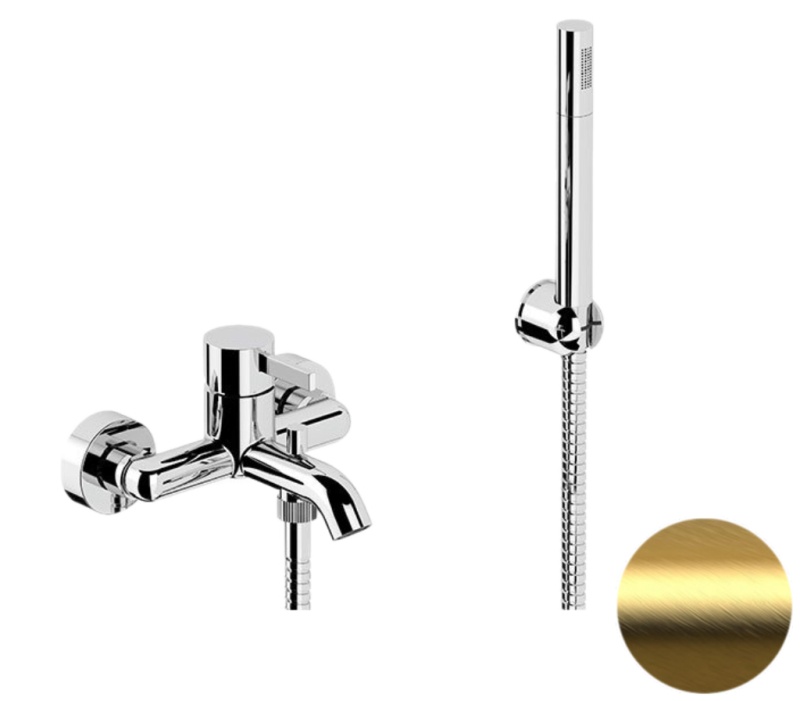 Смеситель для ванны с душем Remer Metrica MC02BG (золото матовое брашированное)
