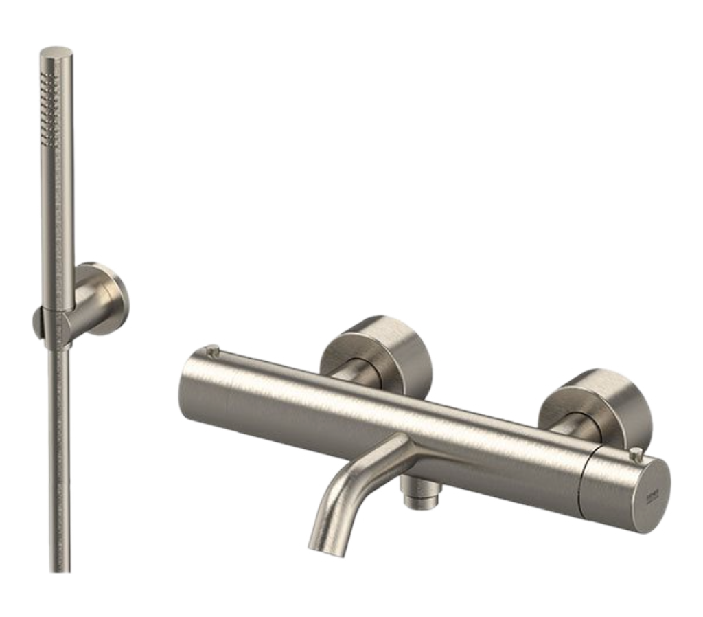 Смеситель для ванны с душем Remer X Style INOX SSXT02 (нержавеющая сталь матовая) с термостатом