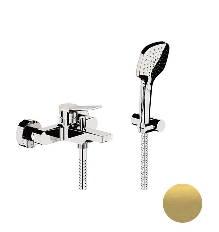 Смеситель для ванны с душем Remer Slash SL02BG (золото матовое брашированное)